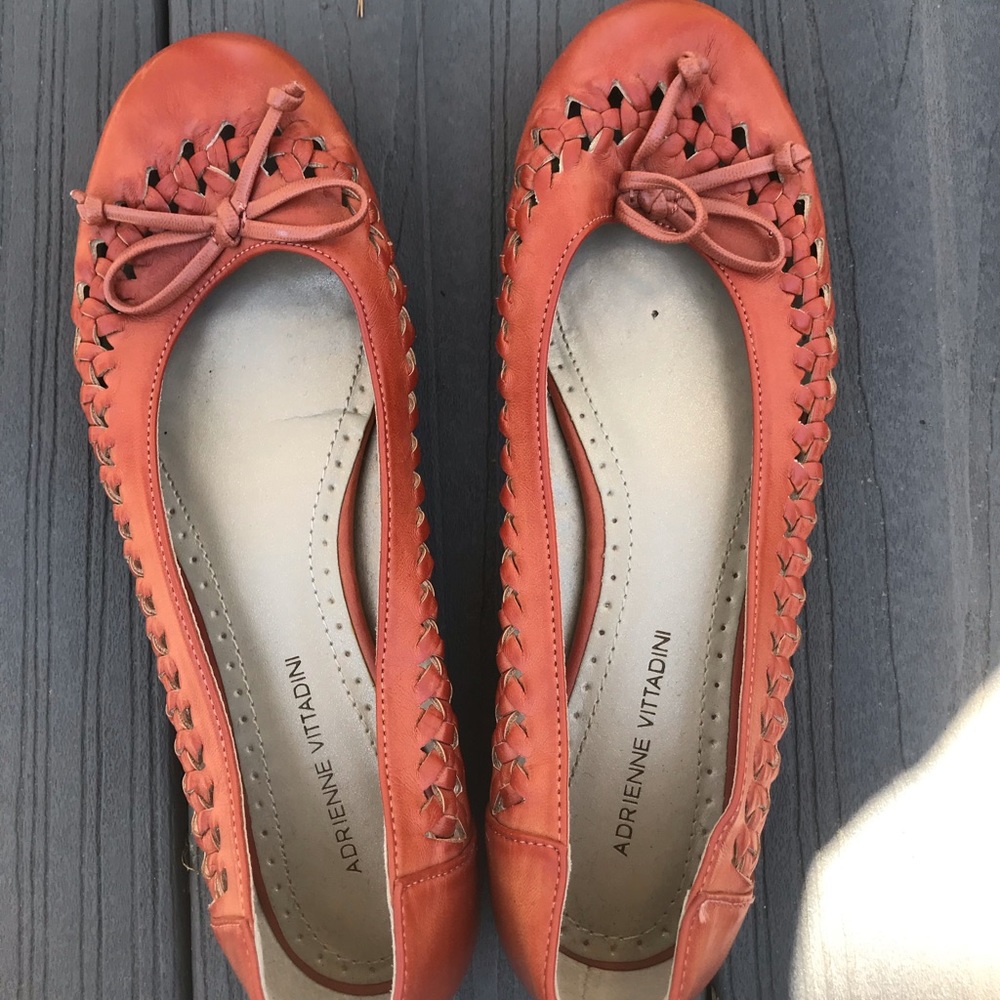 Adrienne Vittadini Chestnut Leather Ballet Flats